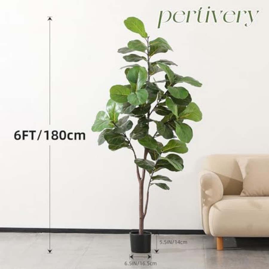 Artificial Fiddle Leaf Fig Tre - Ficus Lyrata Tree のレビューと価格