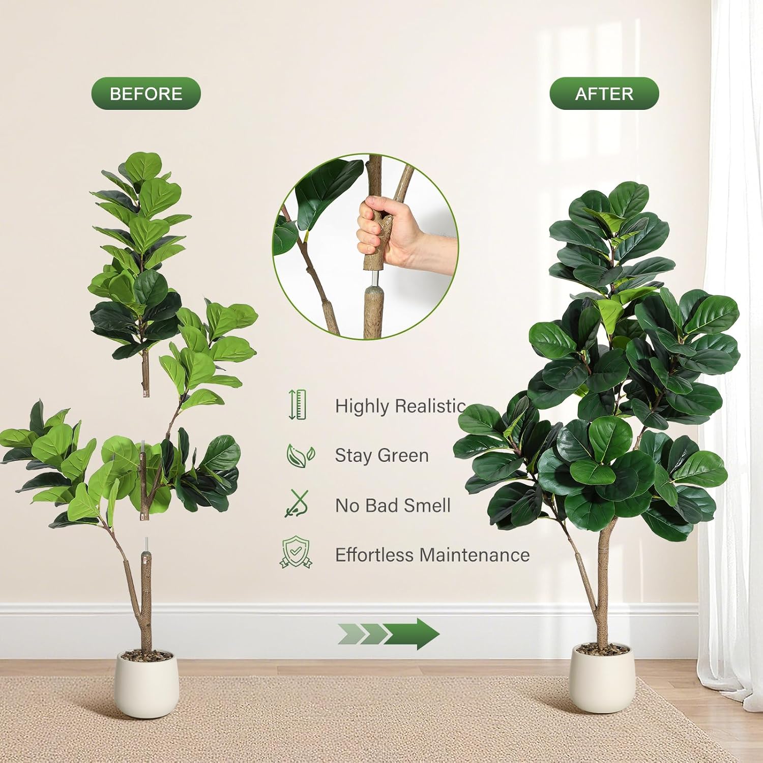4-7 FT Fiddle Leaf Fig Tree Ar - Ficus Lyrata Tree のレビューと価格
