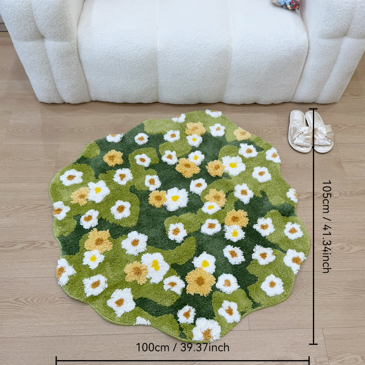 Green Meadow Daisy Tufted Rug, - Maranta Prayer Plant のレビューと価格
