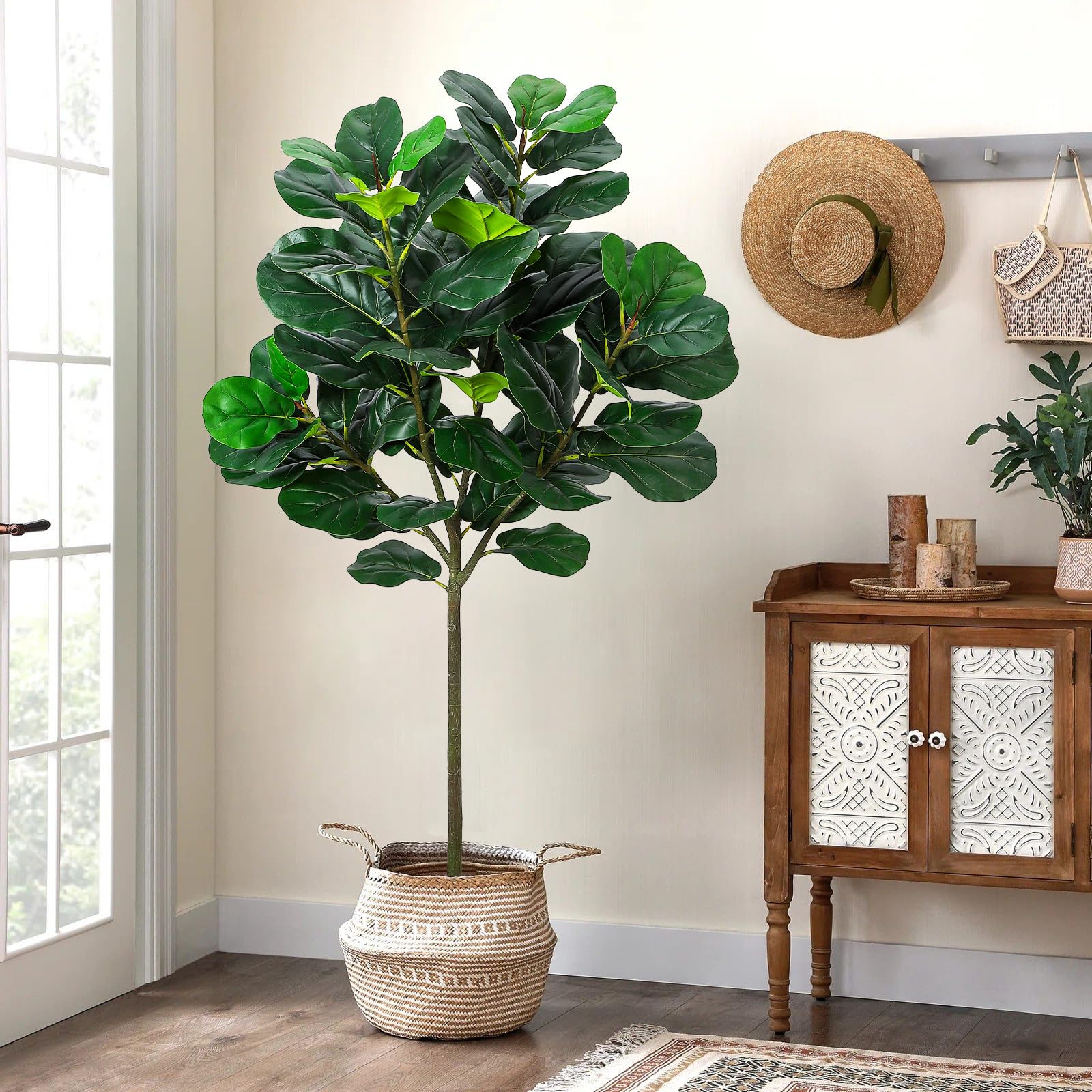 GlowSol 5.2 Ft Artificial Fidd - Ficus Lyrata Tree のレビューと価格