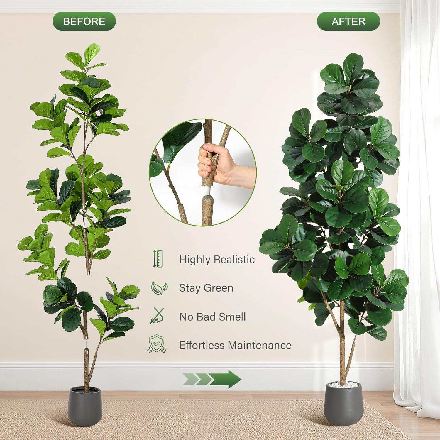 4FT/5FT/6FT/7FT Fiddle Leaf Fi - Ficus Lyrata Tree のレビューと価格