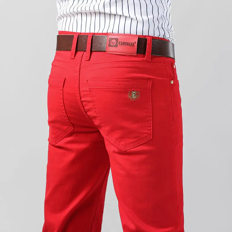 5 Colors Men's Colorful Denim  - Aglaonema Red のレビューと価格
